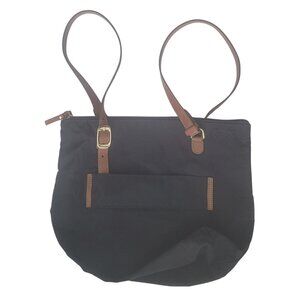 Bric's Tote bag in Black Nylon with Brown Leather Trim.
